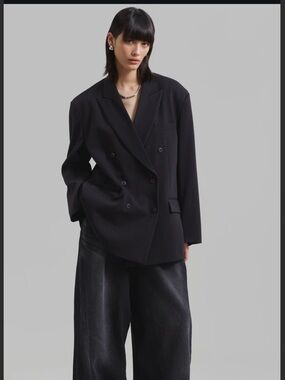 The Frankie Shop Kelsey Double Breasted Blazer Black